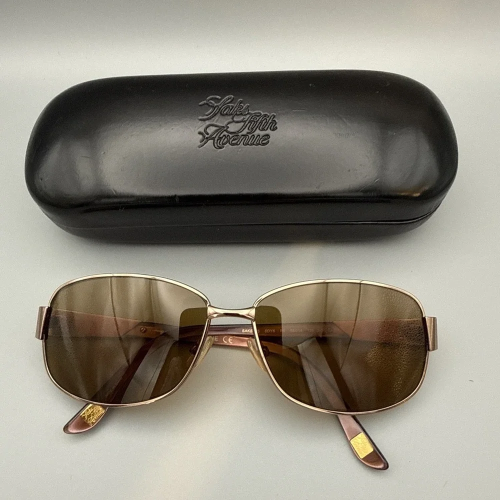 Saks Fifth Avenue Vintage Authentic Aviator Sunglass Frames 59S: & Case-0DY6